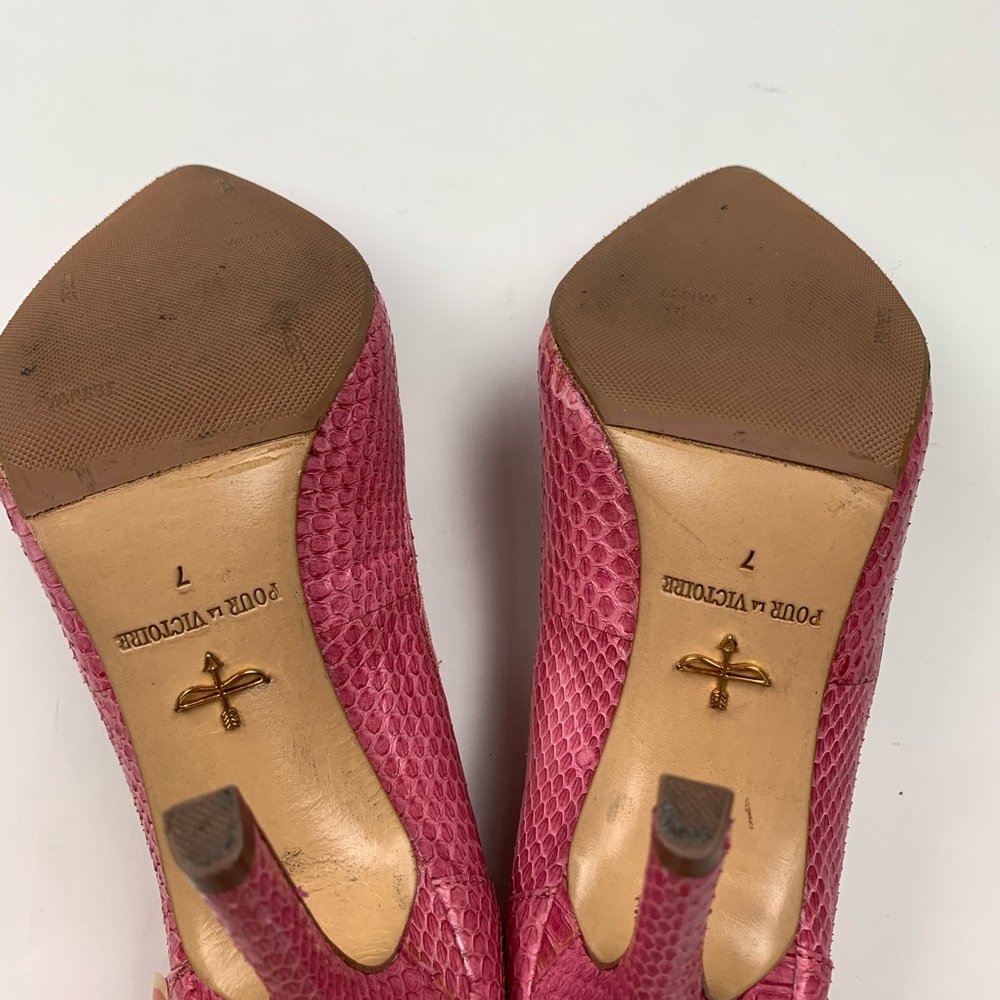 Pour La Victoire Pink Embossed Leather Heels Sz 7 - Picture 6 of 7